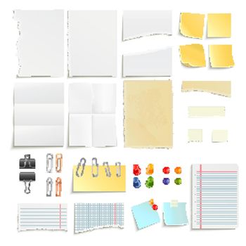Paper Notes And Clips Object Set