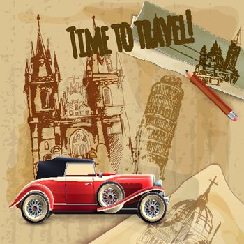 Europe Travel Car Vintage Poster