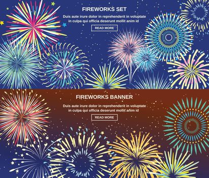 Exploding Of Fireworks Horizontal Banners 