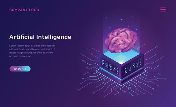 Artificial intelligence or ai isometric concept