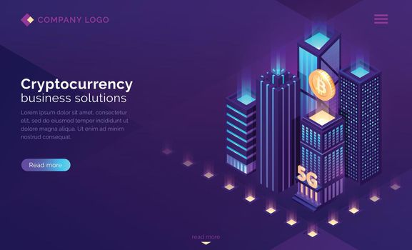 Cryptocurrency business solution isometric landing