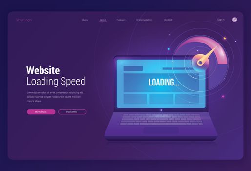 Website loading speed vector banner