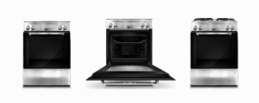 Gas stove and cooking panel with electric oven