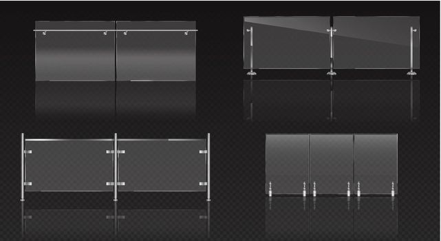 Glass fence section, plexiglass balustrade set