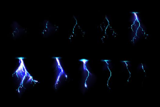 Sprite sheet with lightnings for game animation
