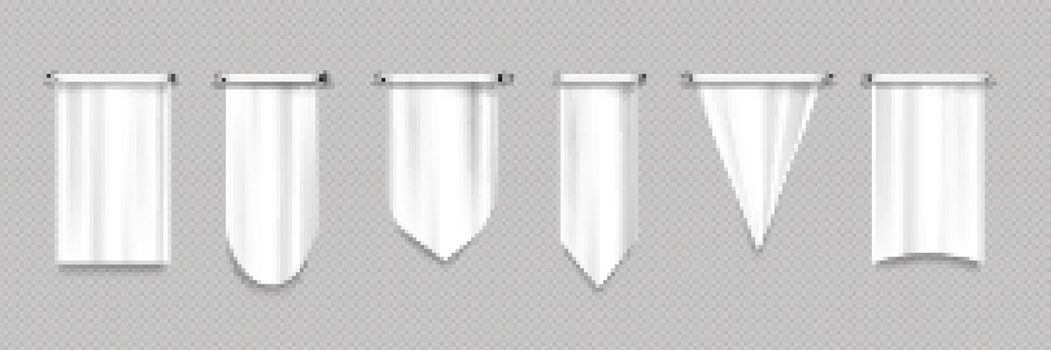 White canvas pennant flags different shapes