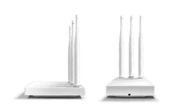 Wifi router front and side view isolated mockup