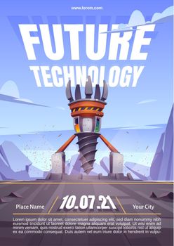 Future technology poster with drilling rig