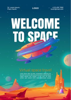 Virtual space travel flyer with spacecraft