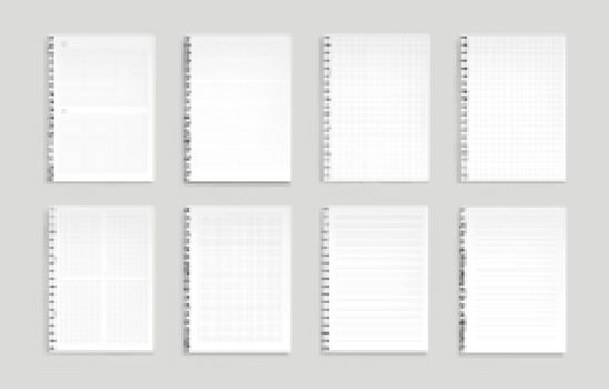 Notebooks with lines, dots and square grid