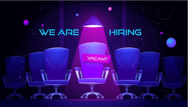We are hiring cartoon banner with vacant chair