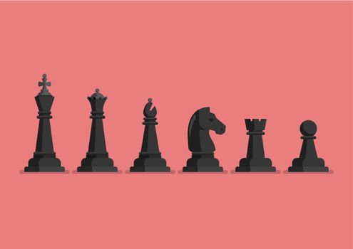 Black Chess piece vector icons set