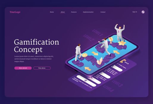 Vector landing page of gamification concept