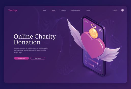 Online charity donation, mobile app for donate