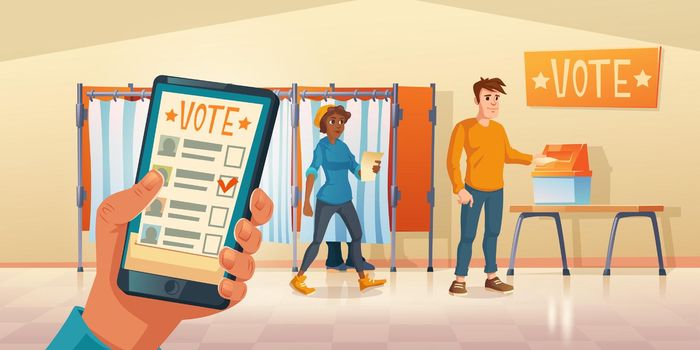 Polling place and mobile app for vote