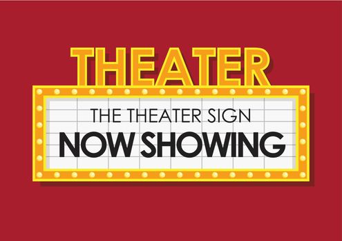 Theater glowing retro cinema sign