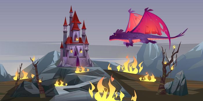 Dragon attack castle magic creature destroy palace