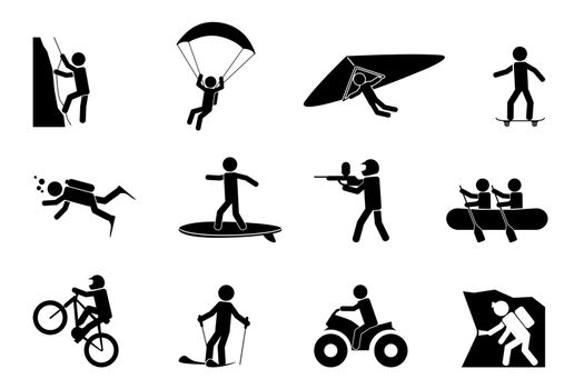 Extreme sports or adventure icons