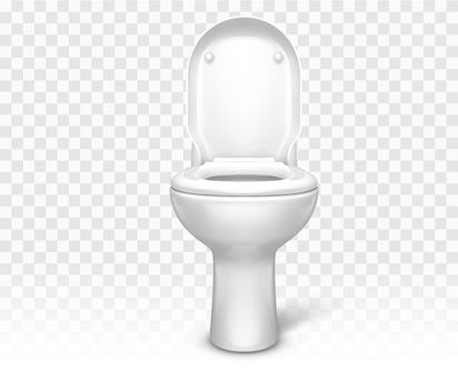 Toilet with seat. White ceramic lavatory bowl