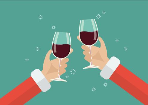 Santa toasting a wine glasses