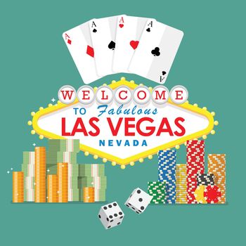 Welcome to Las Vegas sign with gambling elements 