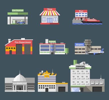 Government Flat Buildings Set