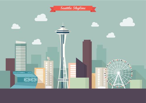 Seattle skyline vector illustration