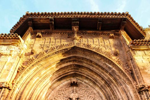 Beautiful and colossal porch in Renaissance house in Alcaraz street, Castile-La Mancha region