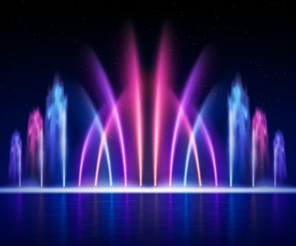 Fountain Night Realistic Image