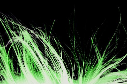 Abstract windy close up hair green texture.