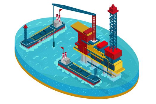 Isometric Oil Extraction In Sea Concept