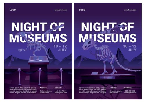 Night of museums flyers with dinosaur skeletons
