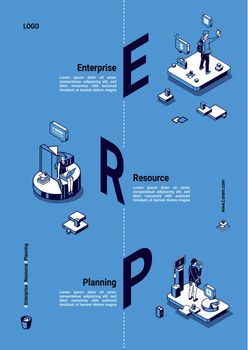 ERP, enterprise resource planning isometric poster