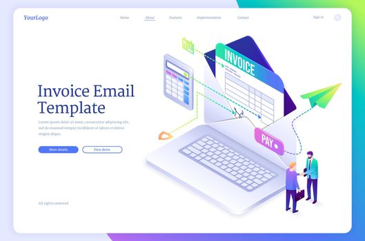 Invoice email template landing page
