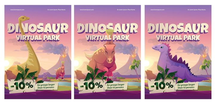 Dinosaur virtual park cartoon posters, vr museum