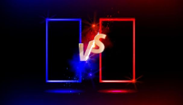 Versus VS gold sign with blue and red empty frames