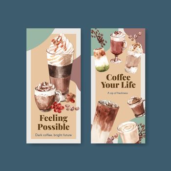 Flyer template with Korean coffee style  concept for brochure  and leaflet watercolor vector illustration