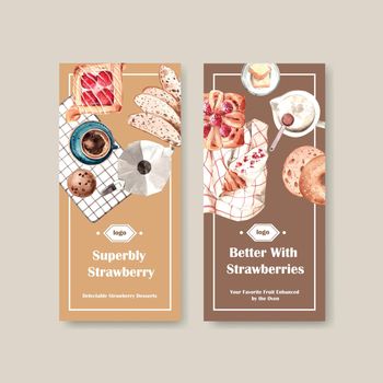 Flyer template with bakery design for brochure and leaflet watercolor illustration
