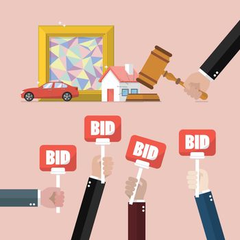 Auction concept in flat style