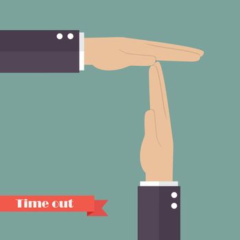 Timeout signal hand. Vector illustration