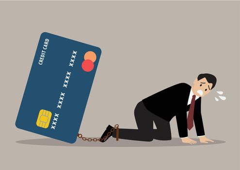 Desperate businessman with credit card burden