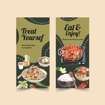 Flyer template with cooking design for brochure and  advertise watercolor illustration