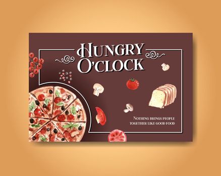  Facebook template with cooking design for brochure,web and leaflet watercolor illustration