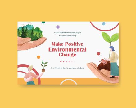 Website template design for World Environment Day.Save Earth Planet World Concept  watercolor vector
