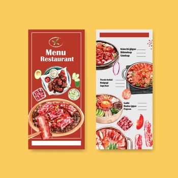 Flyer template with cooking design for brochure and  advertise watercolor illustration