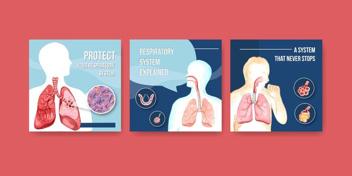 Template design  ads with Human Anatomy of Lung and respiratory 