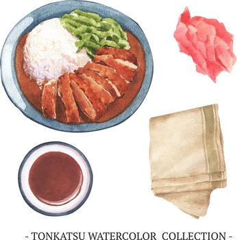 Creative isolated watercolor sushi illustration on white background.