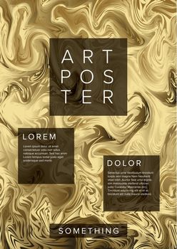 Modern golden marble art poster template
