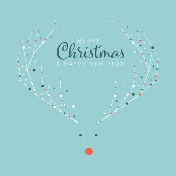 Minimalist Christmas flyer/card template with reindeer Rudolph