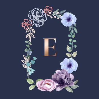 Wreath Icon for Creative Artwork, soft watercolour line flowers vector illustration Template